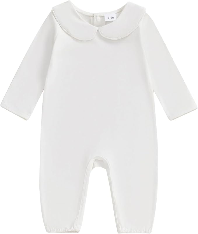 Merqwadd Baby Coming Home Outfit Boy Girl Cotton Long Sleeve Romper Jumpsuit Plain One-Piece Clothes