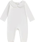 Merqwadd Baby Coming Home Outfit Boy Girl Cotton Long Sleeve Romper Jumpsuit Plain One-Piece Clothes