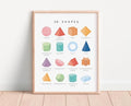 OZCONO 3D Shapes Learning Poster, Vibrant Geometry Chart Kids, Playroom Wall Decor Art, Homeschool Education Guide (Unframed) (24x36)
