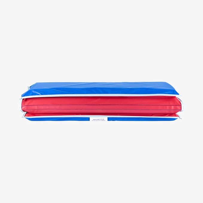 KinderMat, 1" Thick KinderMat, 4-Section Rest Mat, 45" x 19" x 1", Red/Blue with Grey Binding, Great for School, Daycare, Travel, and Home, Made in The USA