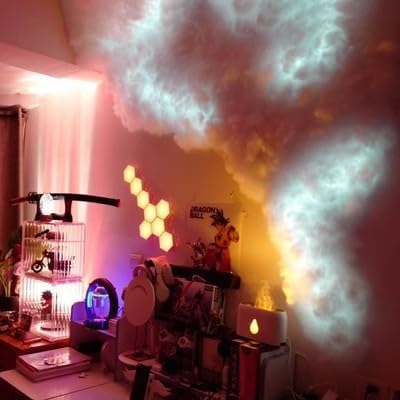 16ft 3D Thundercloud Ceiling Light with Realistic Thunder Effect - DIY Creative LED Cloud Ceiling Light Kit, Remote & Music Sync color change for Bedroom, Gaming/Computer room, Party, Bar Decoation