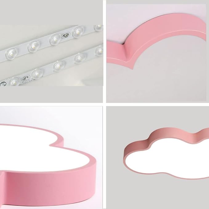 LED Ceiling Light Fixture,27 Inch Modern Cloud Shape Recessed Ceiling Lights,Dimmable Light,Pink 43W Close to Ceiling Lighting Flush Mount Living Room Bedroom,3000K-6000K