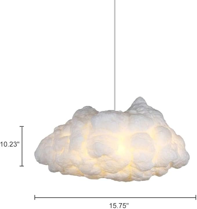 Cloud Chandelier, Modern White Cloud Pendant Light Fixture with 3 LED Bulbs for Bedroom, Nursery, Kids Room, Playroom, Living Room, Dining Room, Farmhouse, Contemporary Style(15.75")