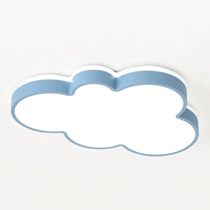 Cute Cloud LED Ceiling Light Fixture, Blue & White Flush Mount Lamp, Modern Eye-Caring Lighting for Kids’ Bedroom, Nursery, Baby Room, Playroom Decor(Blue,48cm)