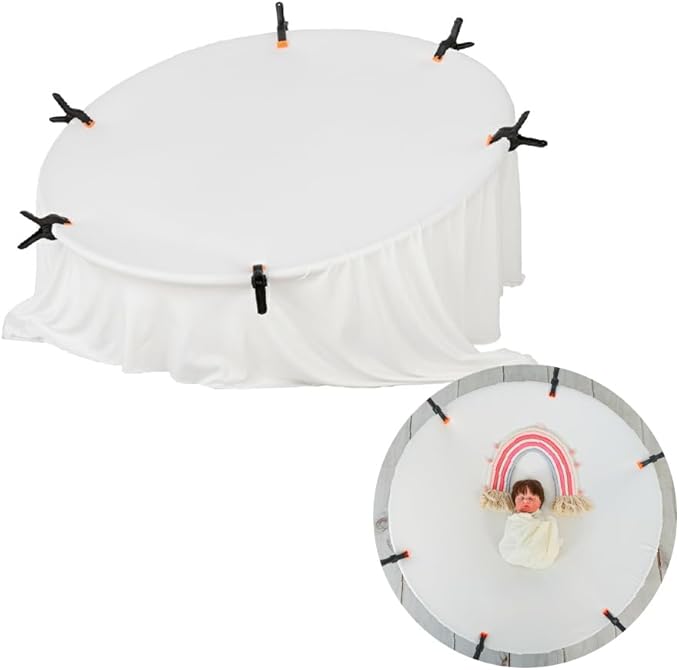 Kate Newborn Photography Props Stainless Steel Stand Set for Baby Photoshoot,Including Newborn Posing Beanbag(Unfilled), Elastic Fabric and 6 Clamps
