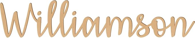 2 Inch Tall Custom Word Scroll Script Cursive Font Affection, Choose Wood Material for Names, Unfinished Initials Craft, Kid's Room Sign, Wall Plaque (2")