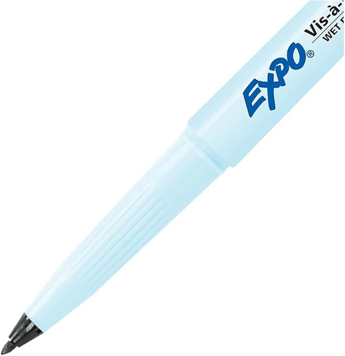 EXPO Wet Erase Markers, Semi-Permanent, Black, Ultra Fine Tip, 12 Count - For Writing on Glass, Whiteboards, Mirrors, Calendar, Labeling, Organizing