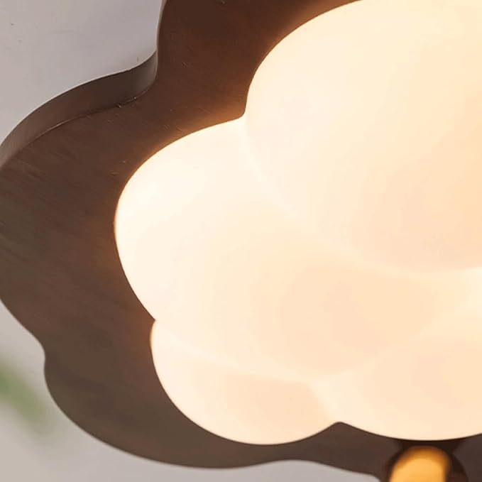 Modern Cloud Ceiling Light Flush Mount Wood Base Acrylic Shade LED Hardwired for Kids Room Bedroom Living Room Nursery Overhead Ambient Lighting
