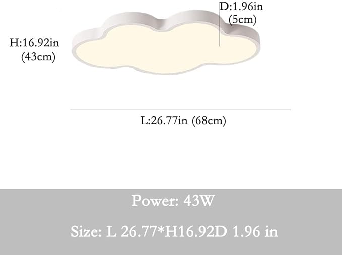 LED Ceiling Light Fixture,Modern Cloud Shape Recessed Ceiling Lights, Dimmable Light,Close to The Ceiling Lighting Flush Mount Living Room Bedroom,3000K-6000K (White, 27inch)