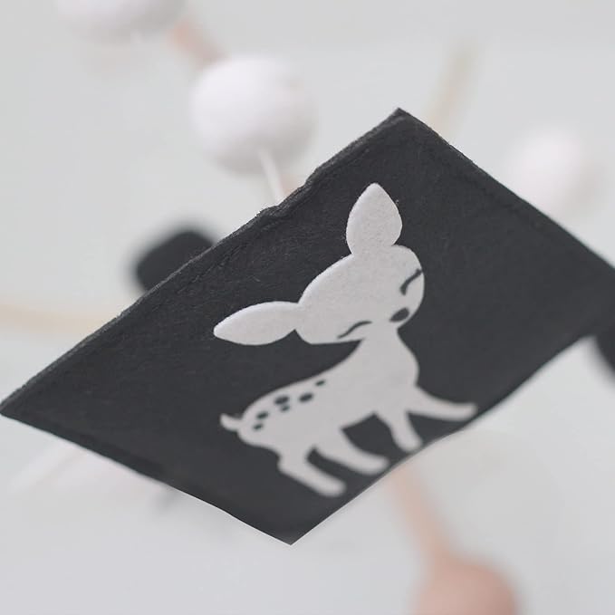 Montessori Mobile, Black and White Mobile for Baby, Woodland Baby Crib Mobile for Boys Girls, Neutral Nursery Mobile High Contrast Mobile for Pack N Play, Nursery Decor Woodland