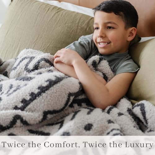 SARANONI Throw Blanket | Breathable Double Layer Soft, Plush Decorative Comfy Blankets for Couch or Bed | Cream and Black, Mudcloth - 50” x 60”