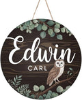 Personalized Name Sign for Nursery, Owl Sign for Baby Door Decor, Newborn Gifts for Boy, Boys Nursery Wall Bedroom Decorations, Mother's Day Gifts for New Mom Dad Gift