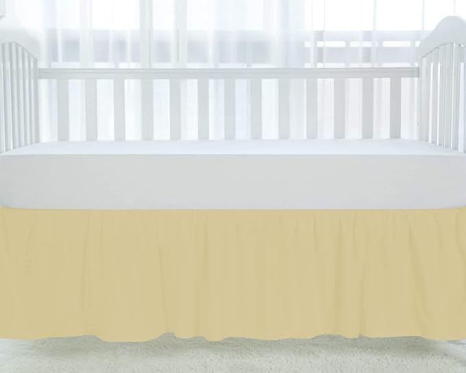 100% Egyptian Cotton, Nursery Crib Toddler (24" x 38" + 10") 800 Thread Count Crib Skirt Dust Ruffle, Bedding Skirts for Baby Boys or Girls, 10" Drop, Ivory Solid