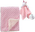 CREVENT Soft Cozy Baby Blankets for Boys Girls + Security Blanket, Set with A Gift Bag Newborn Essentials (Pink)
