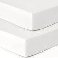 GRSSDER Jersey Crib Sheets for Boys and Girls, Stretchy Ultra Soft Crib Fitted Sheets Set 2 Pack, Universal Fit All Standard Crib Mattress Pads Safe and Snug, Natural White