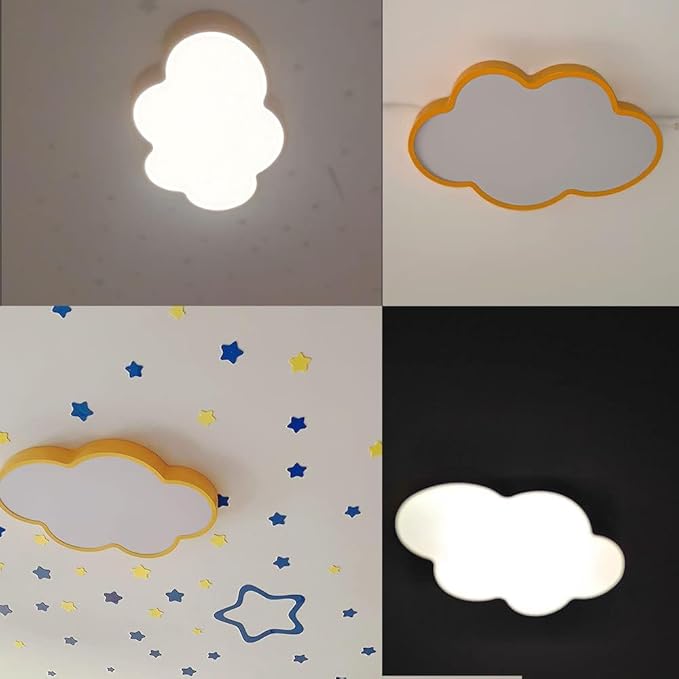 LED Ceiling Light Fixture,19 Inch Modern Cloud Shape Recessed Ceiling Lights,Dimmable Light,29W Yellow Close to Ceiling Lighting Flush Mount Living Room Bedroom,3000K-6000K