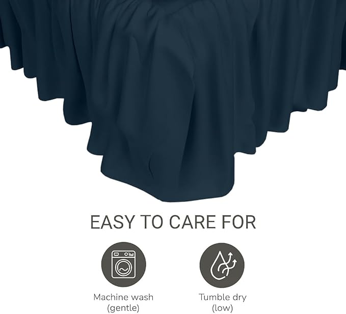 Crib Bed Skirt Dust Ruffle with Split Corners, 100% Cotton, Navy Blue Nursery Crib Skirt for Baby Boys or Girls, 28x52, 14" Drop, Toddler Bed Skirt, Baby Bedding, Crib Sheet Skirt, Soft & Breathable