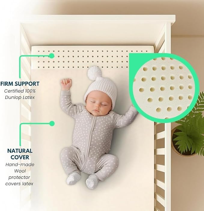 ORGANIC TEXTILES Organic Baby Mattress Topper with Water Resistant Removable Cotton Cover - GOLS/GOTS Certified - Breathable - 2" Standard (52"x28")