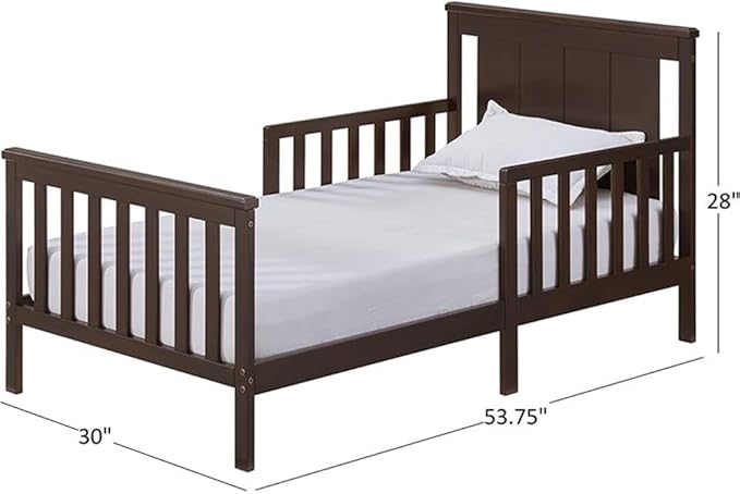 Pemberly Row Contemporary Wood Toddler Bed in Espresso Finish