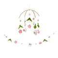 Baby Mobile for Crib, Crib Nursery Mobile for Boys Girls, Boho Bee Flower Nursery Decor Soothe Toy Baby Shower Set for Infant Bedroom Hanging Decoration Toy, Pink