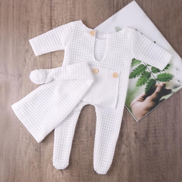 Newborn Photography Props Boys Girls Christmas Outfits long tail Hat Footed Romper Infant Baby Photoshoot Outfits