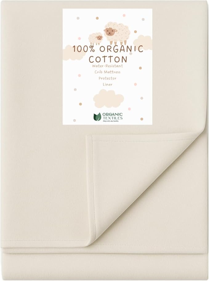 Organic Crib Mattress Protector - Flat Sheet Water Resistant Liner Pad, Breathable, Skin Friendly, Chemical-Free Pure Cotton [GOTS-Certified] for Portable (36"x26") - Pack of 1