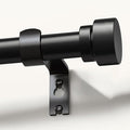 Modern Black Curtain Rods for Windows 28 to 48 Inches Adjustable Length Heavy Duty 1" Diameter Window Curtain Rod with Decorative Finials for Outdoor Bedroom Kitchen Living Room