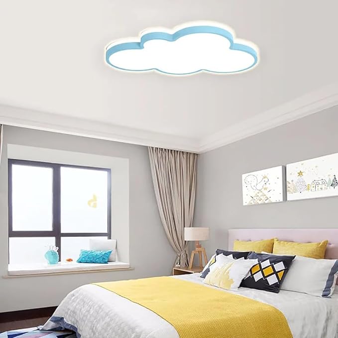 Cloud Shape LED Ceiling Light Fixture,27 Inch Modern Recessed Ceiling Lights,Dimmable Light,Blue 42W Close to Ceiling Lighting Flush Mount Living Room Bedroom,3000K-6000K