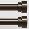 2 Pack Modern Brown Curtain Rods Set for Windows 28 to 48 Inches Adjustable Length Heavy Duty 1" Diameter Window Curtain Rod with Decorative Finials for Outdoor Bedroom Kitchen Living Room