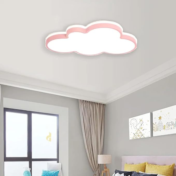 Cloud Shape LED Ceiling Light Fixture,27 Inch Modern Recessed Ceiling Lights, Dimmable Light,Pink 42W Close to Ceiling Lighting Flush Mount Living Room Bedroom,3000K-6000K