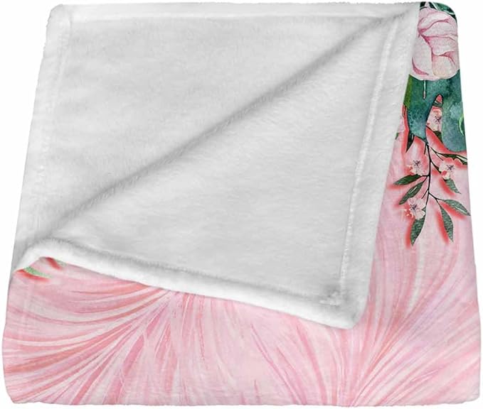 Personalized Baby Blanket for Girls Boys on Christmas Birthday, Ship Next Day, Pink Flamingo Blankets- Printed in USA, Custom Toddlers Blanket with Name for Baby Shower Kids Teens Toddlers Newborn