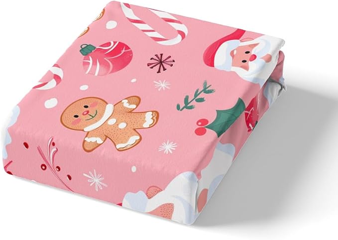 Feelyou Merry Christmas Bedding Set Gingerbread Man Duvet Cover for Kids Boys Girls Cookies Candy Comforter Cover Christmas Tree Bedspread Cover Bedroom Collection 2Pcs Toddler Size,No Comforter