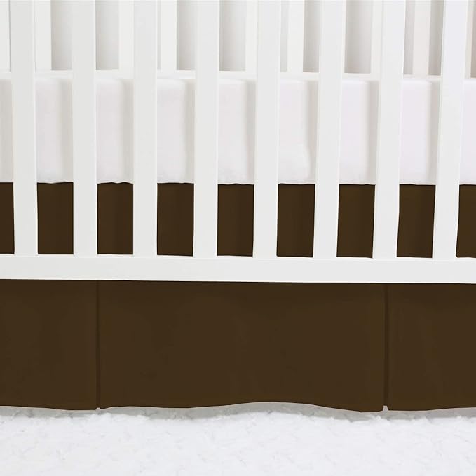 Box Pleated Crib Bed Skirt Premium 100% Cotton 800 Thread Count Nursery Crib Toddler Bedding Crib Bedskirt for Baby Boys or Baby Girls, (28" x 52") + 14" Drop Lenght - Chocolate Solid