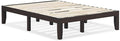 KOMFOTT 14 Inches Wood Platform Bed Frame Full Size, Wooden Mattress Foundation with Rubber Wood Frame, Strong Wooden Slat Support, No Box Spring Needed, Bed Frame (Dark Brown)