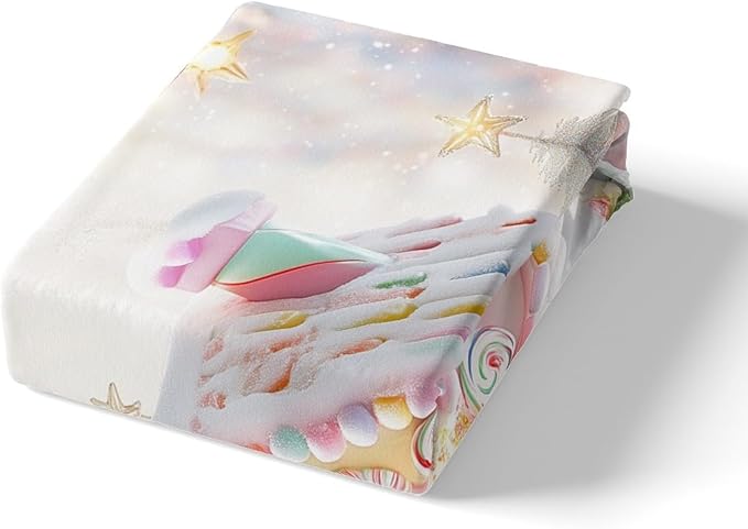 Manfei Christmas Kids Duvet Cover Set Twin Size, Cute Candy Cabin Xmas Bedding Set for Boys Girls Room Decor, New Year Theme Comforter Cover, Lightweight Bedspread Cover, 1 Pillowcase, No Comforter