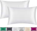100% Mulberry Silk Pillowcase 2 Pack for Hair and Skin,with Hidden Zipper,Both Sides 22 Momme Natural Silk Pillow Cover,Soft Breathable & Smooth (White, Standard)