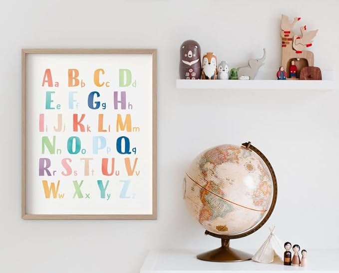 OZCONO Rainbow Alphabet Poster for Kids, Educational ABC Wall Chart for Classroom Decor, Montessori, Nursery Toddler Learning (Unframed) (24x36)
