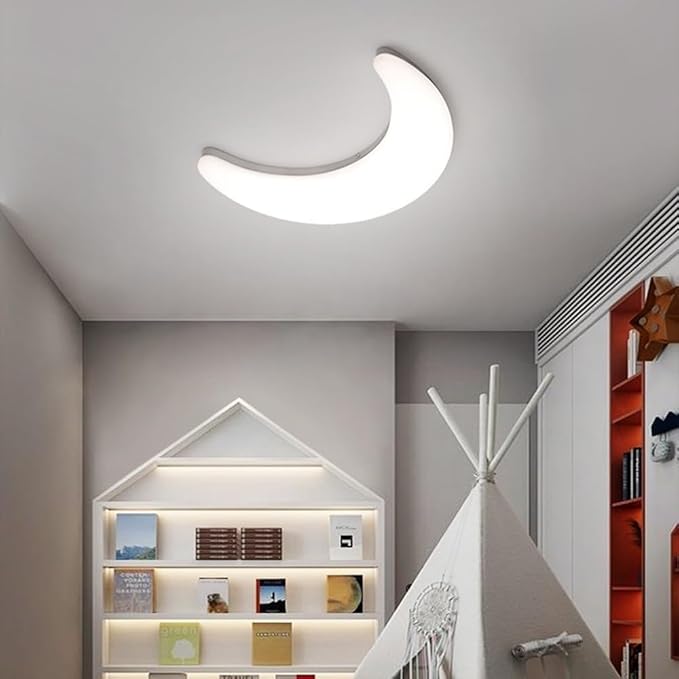 Dimmable LED Moon Wall Lamp, Modern White Crescent Sconce Light Fixture, Nordic Style Ambient Lighting for Bedroom Kids Room Living Room Nursery Wall Decor Night Light(49CM)