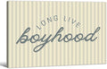 Long Live Boyhood Quote Wall Art Preppy Blue Stripe Poster 24x36 inch Framed Modern Fashion Minimalist Canvas Prints for Boy Nursery Bedroom Wall Decor