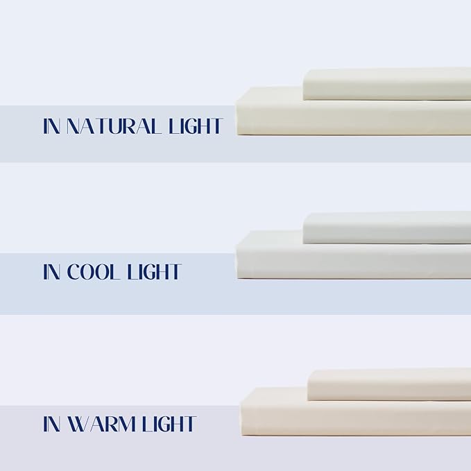 Dream Valley® Twin Sheets Set, Cooling Fitted Sheet with 1 Pillowcase-2 PCS with No Flat Sheet,Q-Max > 0.4 Aerocool, Cooling for Night Sweats, Hot Sleepers,deep Pocket up to 15",Ivory