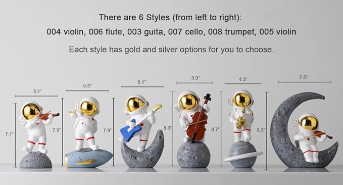 Paimuni Figurine Home Decor Resin Astronaut Statue Collectible Spaceman Sculpture Decorative Music Ornament for Desktop Bookshelf Office Living Room