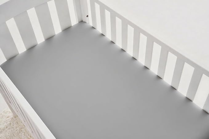American Baby Company 2 Pack Fitted Crib Sheets 28" x 52", 100% Polyester Ultra Soft Microfiber, White/Gray, for Boys and Girls, Fits Crib and Toddler Bed Mattresses