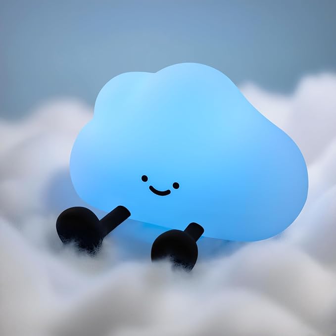 YISUN Cloud Night Light, Colorful Silicone Night Lights for Nursery, Rechargeable Dimmable Bedside Lamp with Timer, Soft Squishy Night Lamp Portable Kids Gift for Girls, Boys, Babies