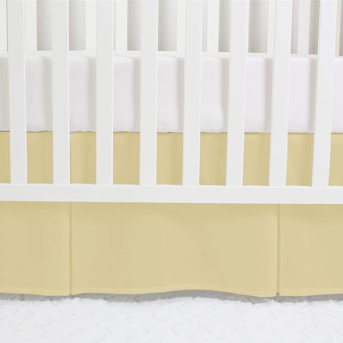 Box Pleated Crib Bed Skirt Premium 100% Cotton 800 Thread Count Nursery Crib Toddler Bedding Crib Bedskirt for Baby Boys or Baby Girls, (28" x 52") + 14" Drop Lenght - Ivory Solid