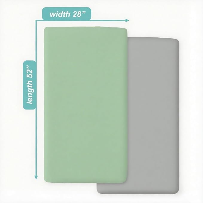 American Baby Company 2 Pack Fitted Crib Sheets 28" x 52", 100% Polyester Ultra Soft Microfiber, Gray/Green, for Boys and Girls, Fits Crib and Toddler Bed Mattresses