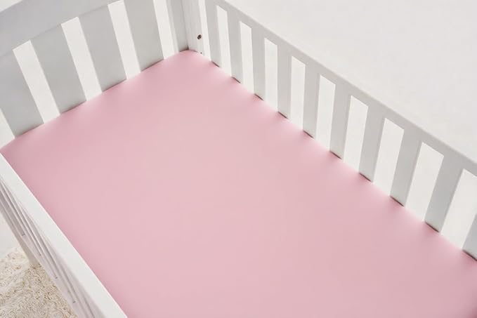 American Baby Company 2 Pack Fitted Crib Sheets 28" x 52", 100% Polyester Ultra Soft Microfiber, Gray/Pink, for Boys and Girls, Fits Crib and Toddler Bed Mattresses