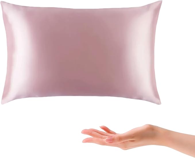 Organic Silk Baby Pillowcase with Zipper, Small 10"x13" Pillow Cover for Boys & Girls, Ideal for Bed & Travel, Soft for Kids Hair & Skin, Hypoallergenic Pillowcases for Toddlers (Pink+Pillow)