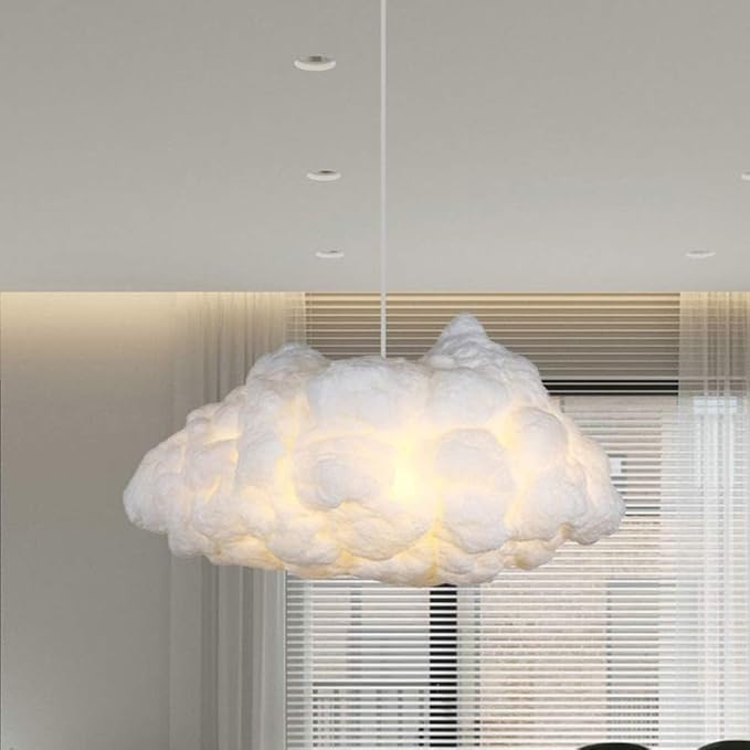 Cloud Chandelier, Modern White Cloud Pendant Light Fixture with 3 LED Bulbs for Bedroom, Nursery, Kids Room, Playroom, Living Room, Dining Room, Farmhouse, Contemporary Style(19.69")