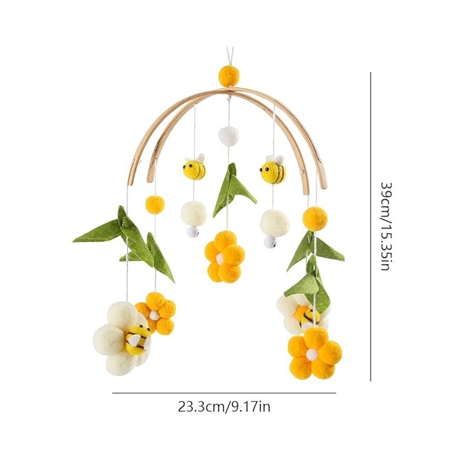 Baby Mobile for Crib Crib Nursery Mobile for Boys Girls Boho Bee Flower Nursery Decor Soothe Toy Baby Shower Set for Soothing & Early Sensory Development