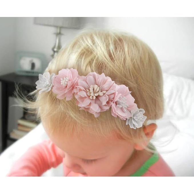 Baby Girl Headbands Nylon Flower Elastic Hairbands 6pcs Hair Accessories Gift for Newborn Infant Toddlers